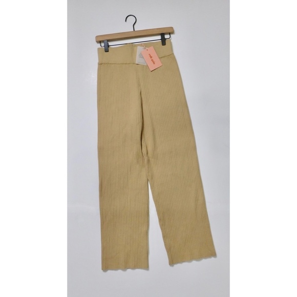 NWT!! CULT GAIA Jada Ribbed Knit Pants Sand Solid Elastic Waist Pull-On Small - Picture 3 of 16